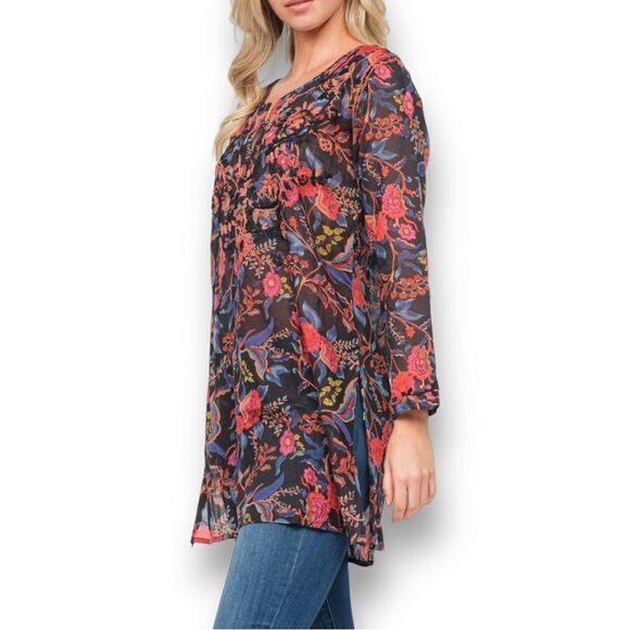 RAJ L.A Women’s Floral Printed Embroidered Tunic in the Size Medium in Black - Picture 3 of 8